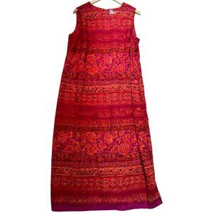R&K Originals Women's Boho Maxi Dress Sleeveless Size 18W Red Floral Zipper Back
